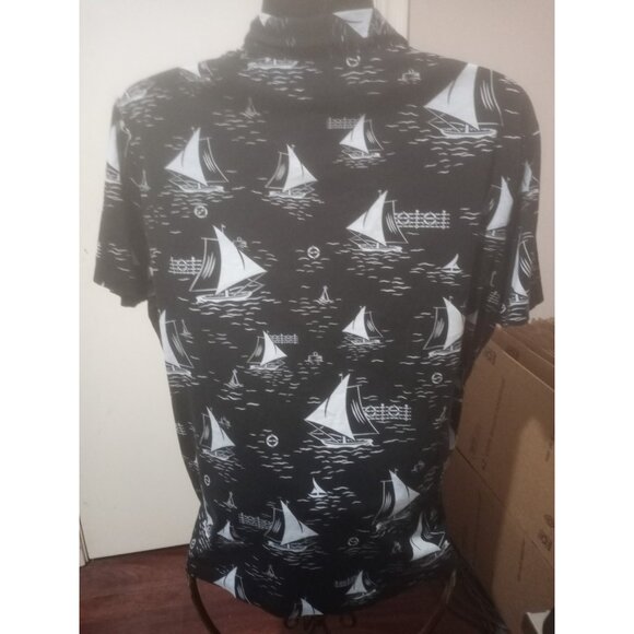 Polo Ralph Lauren Polo Shirt Size XL Nautical Sailboat Black  All Over Print - Picture 7 of 12